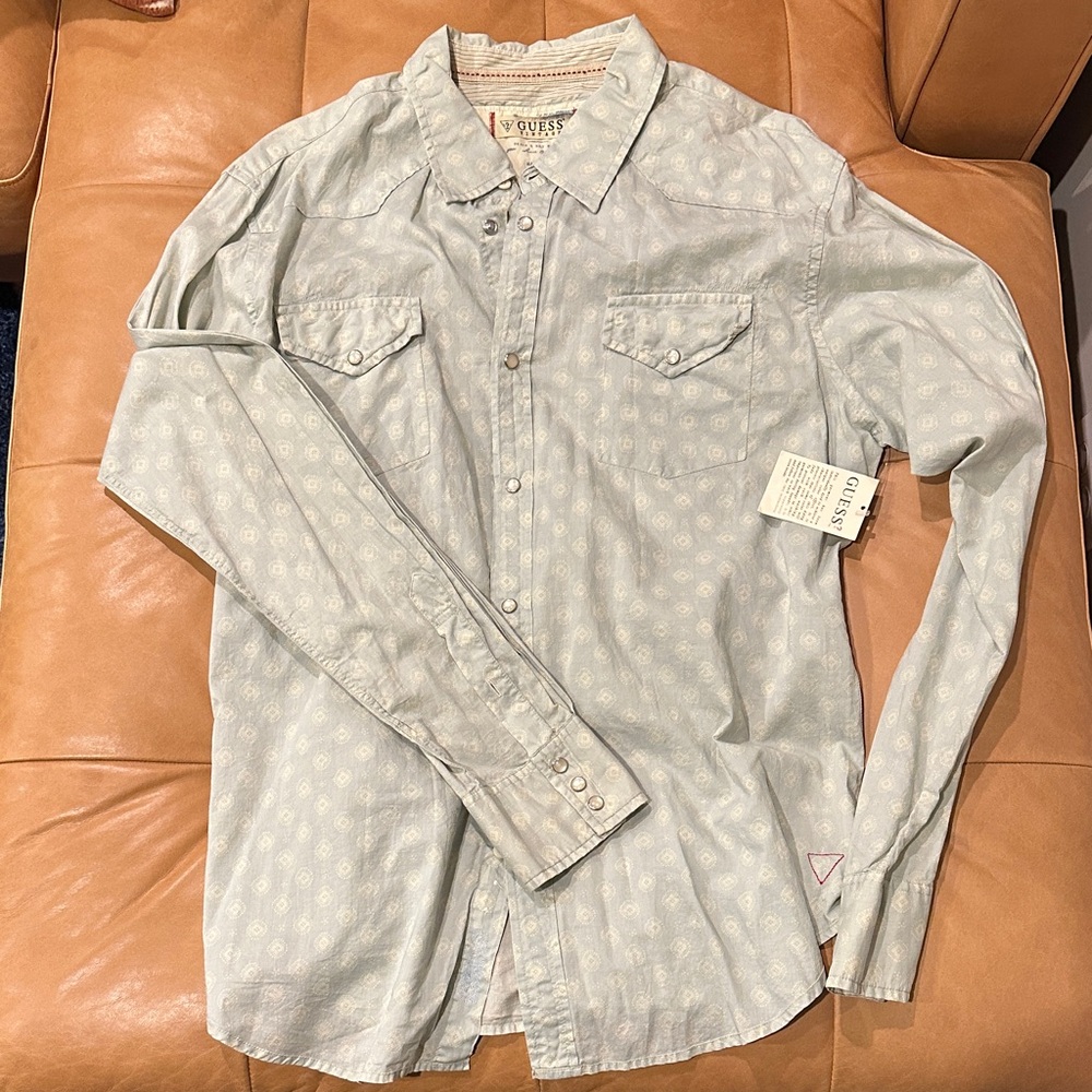 Guess Pale Blue Casual Button Down Shirt